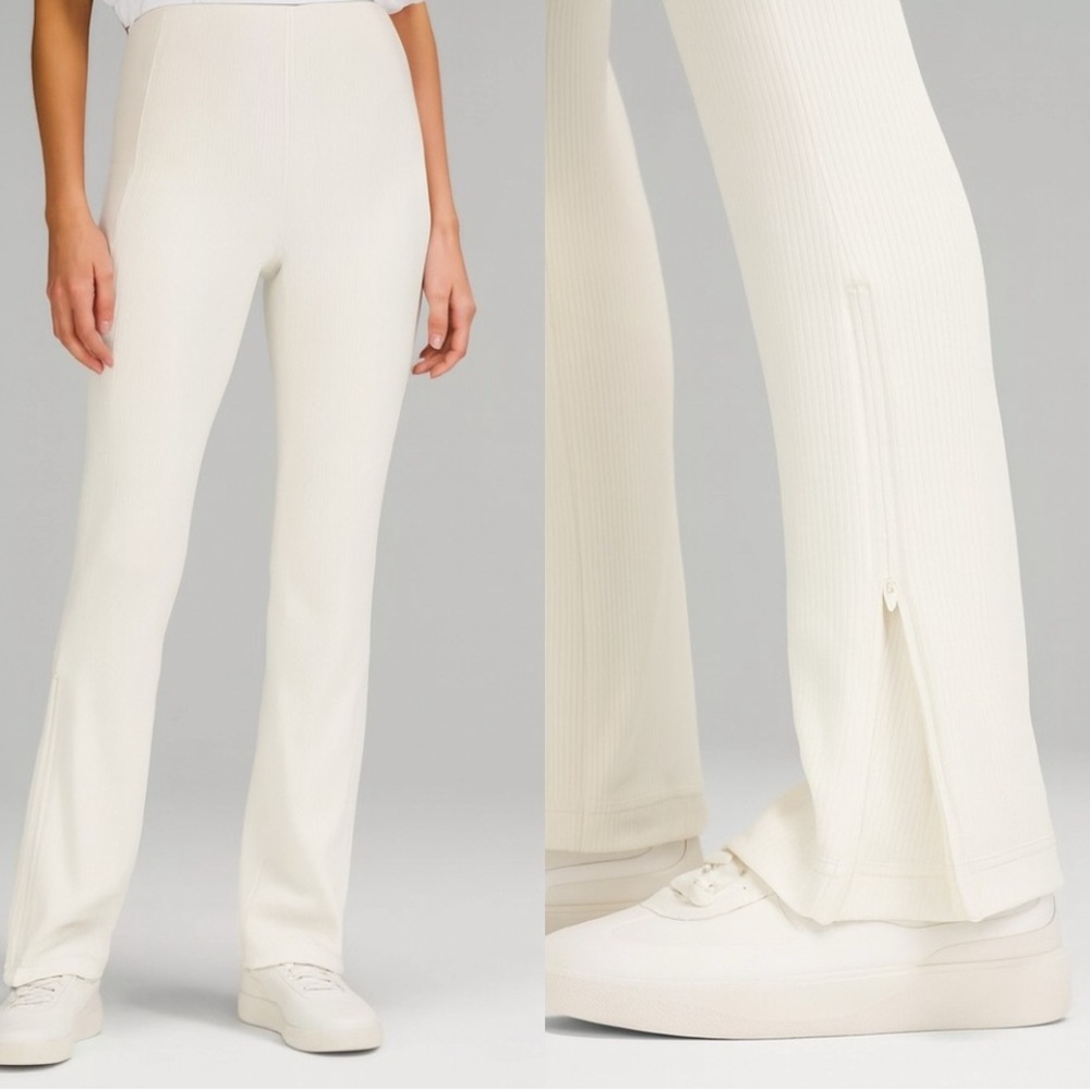 lululemon athletica Ribbed Straight Leg Pants in Cream